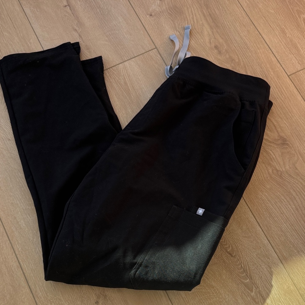 Figs Black Wide Leg Pants with Gray Accents